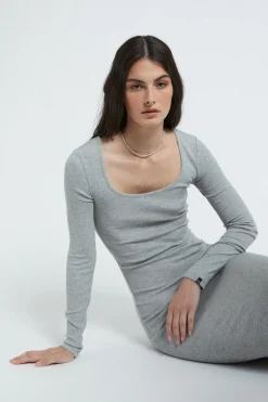 Langes Kleid aus Baumwolle/Modal