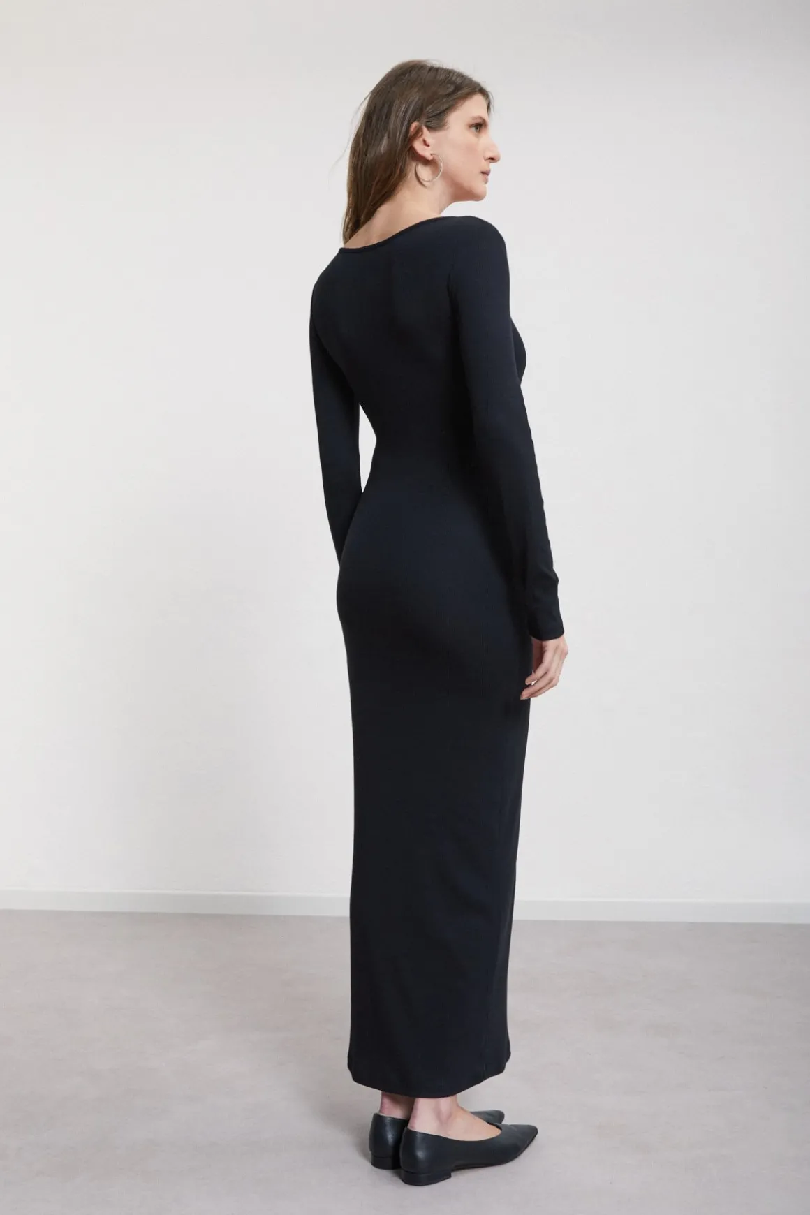 Langes Kleid aus Baumwolle/Modal