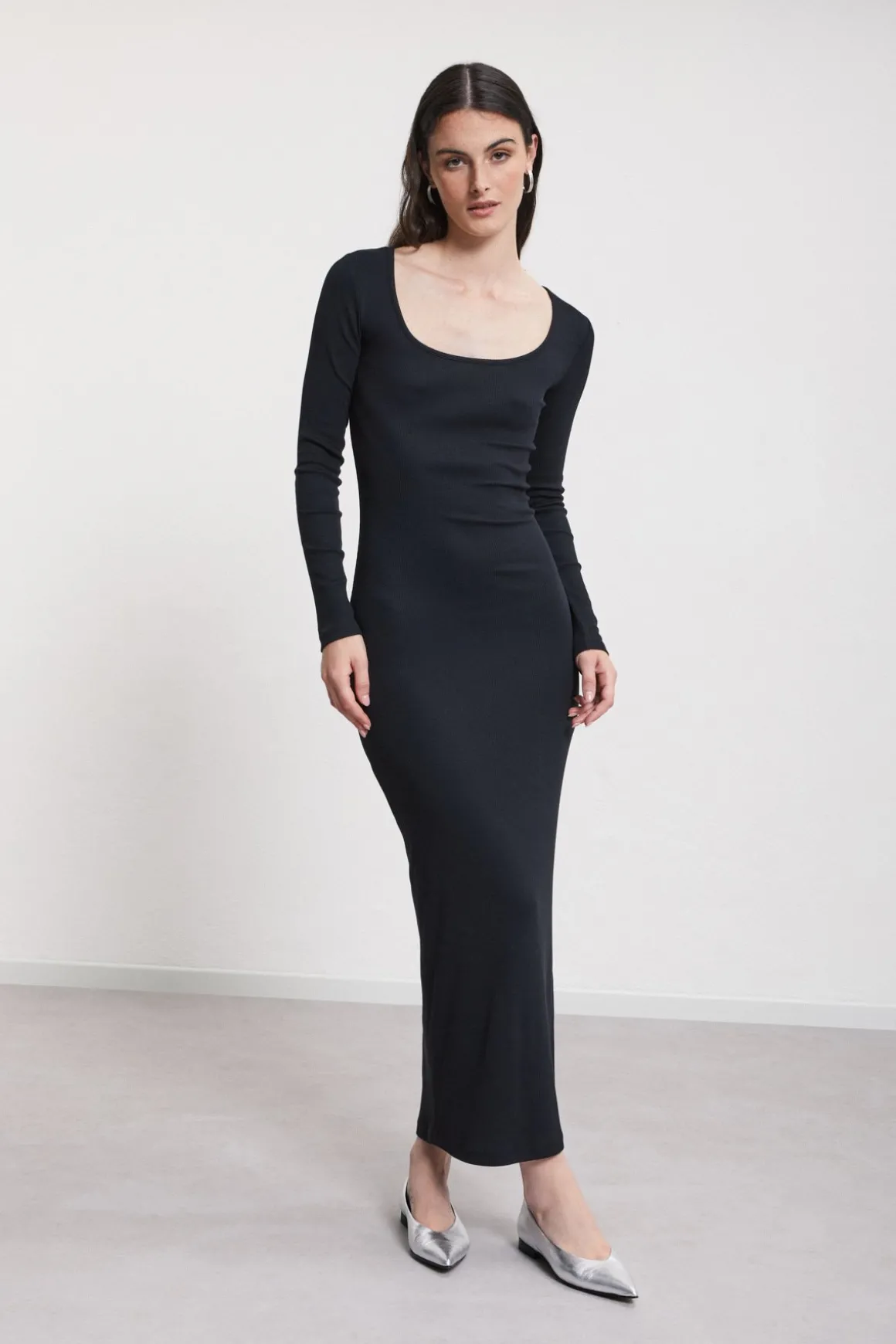 Langes Kleid aus Baumwolle/Modal