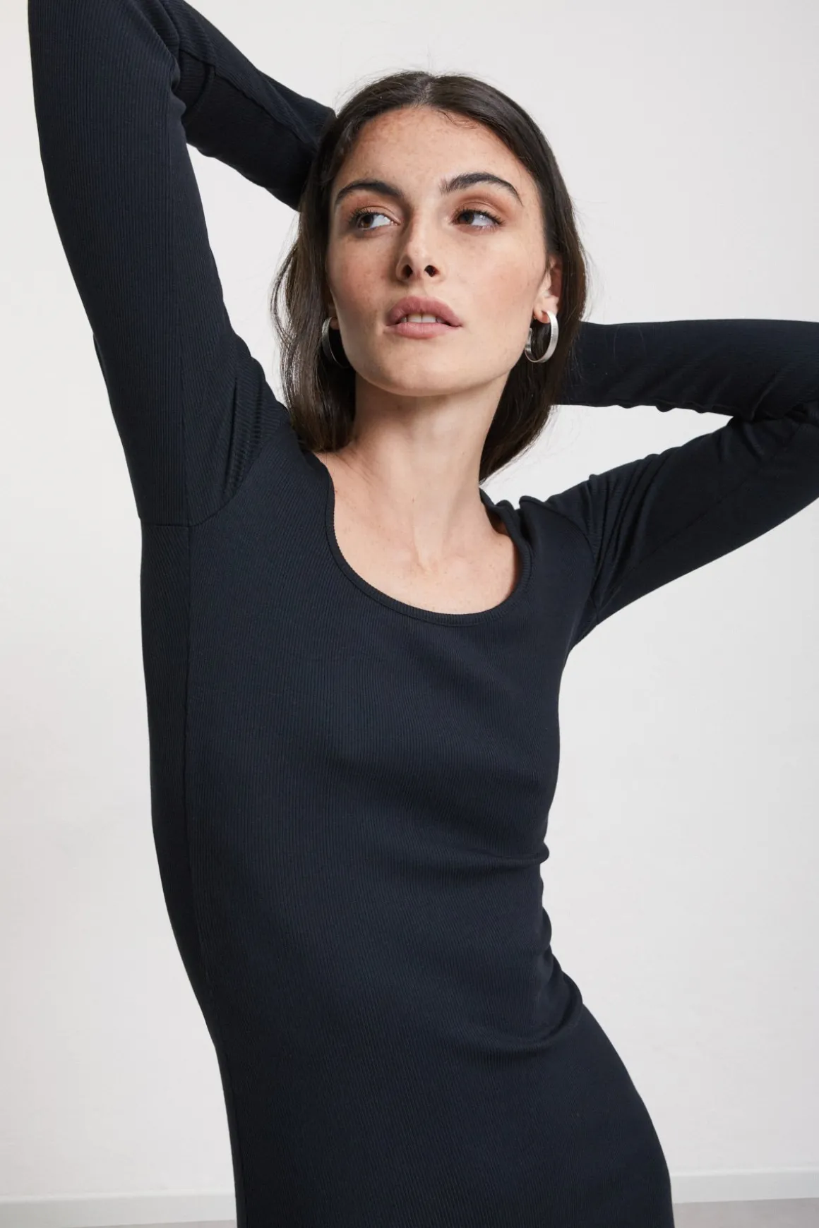 Langes Kleid aus Baumwolle/Modal