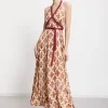Langes Kleid aus bedruckter Viskose