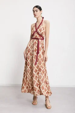 Langes Kleid aus bedruckter Viskose