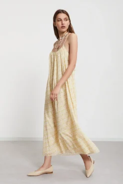 Langes Kleid aus bedruckter Baumwolle