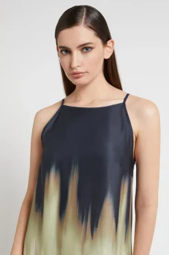 Langes Kleid aus bedruckter Viskose