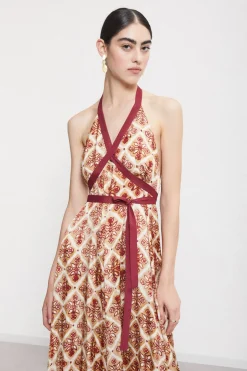 Langes Kleid aus bedruckter Viskose