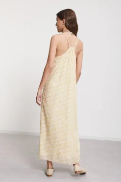 Langes Kleid aus bedruckter Baumwolle