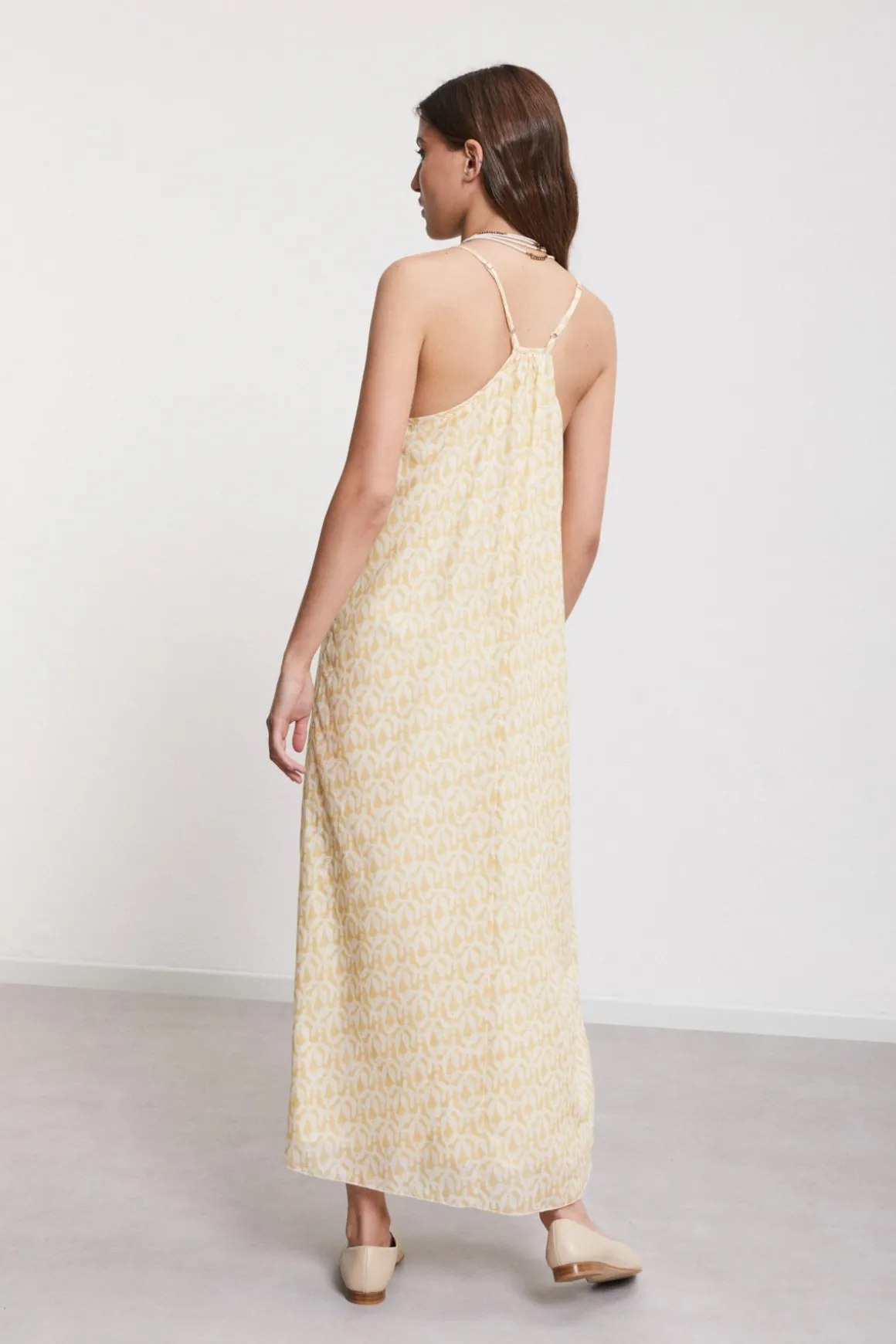 Langes Kleid aus bedruckter Baumwolle