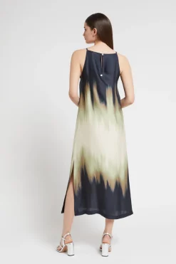 Langes Kleid aus bedruckter Viskose