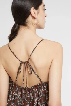 Langes Kleid aus bedruckter Baumwolle