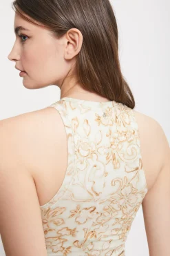 Langes Kleid aus bedrucktem Baumwolljersey