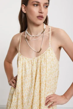 Langes Kleid aus bedruckter Baumwolle