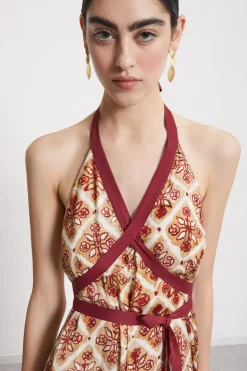Langes Kleid aus bedruckter Viskose