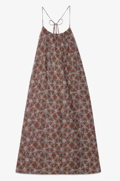 Langes Kleid aus bedruckter Baumwolle