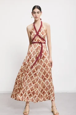 Langes Kleid aus bedruckter Viskose