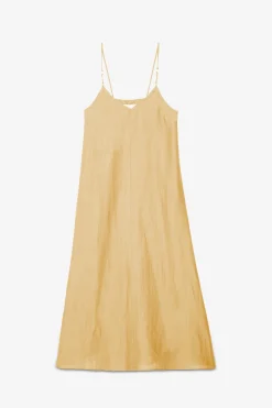 Langes Kleid aus satiniertem Leinen