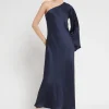 Langes One-Shoulder-Kleid aus Viskose