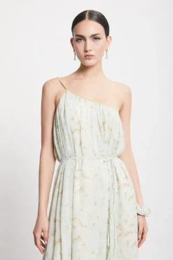 Langes One-Shoulder-Kleid aus Viskose