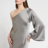 Langes One-Shoulder-Kleid aus Viskose