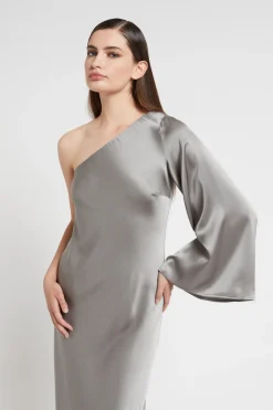 Langes One-Shoulder-Kleid aus Viskose