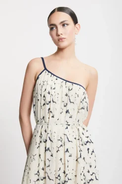 Langes One-Shoulder-Kleid aus Viskose