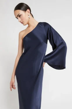 Langes One-Shoulder-Kleid aus Viskose