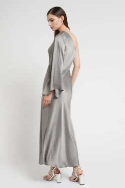 Langes One-Shoulder-Kleid aus Viskose