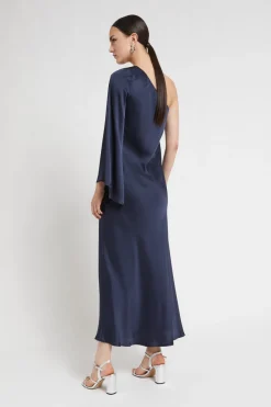 Langes One-Shoulder-Kleid aus Viskose