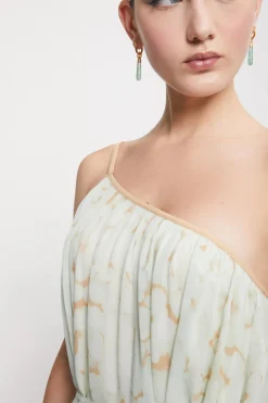 Langes One-Shoulder-Kleid aus Viskose