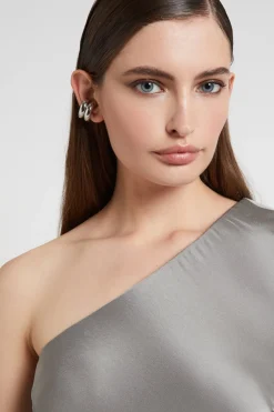Langes One-Shoulder-Kleid aus Viskose