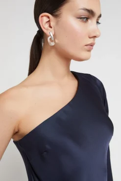 Langes One-Shoulder-Kleid aus Viskose