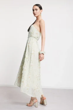 Langes One-Shoulder-Kleid aus Viskose