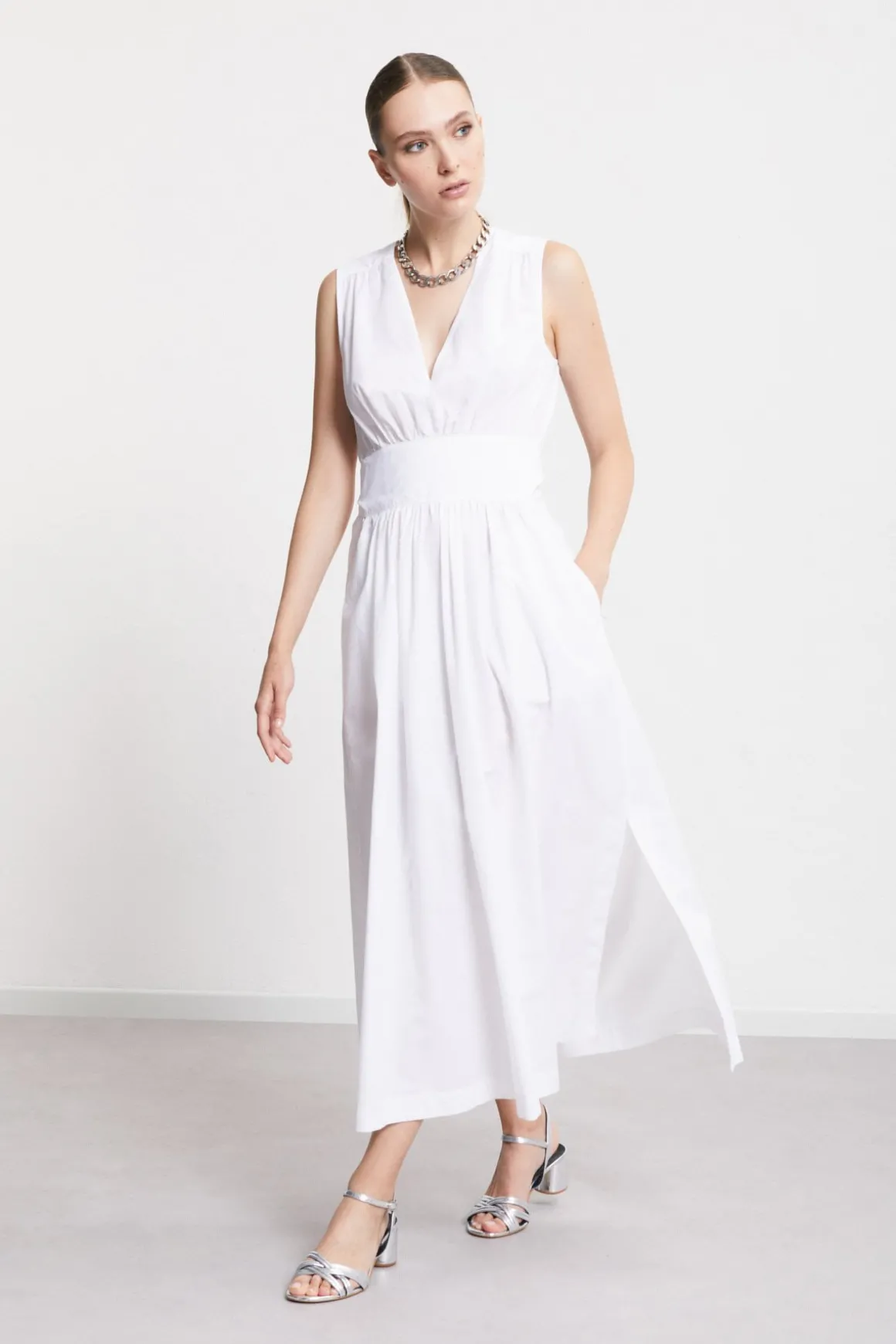 Langes Popelinekleid
