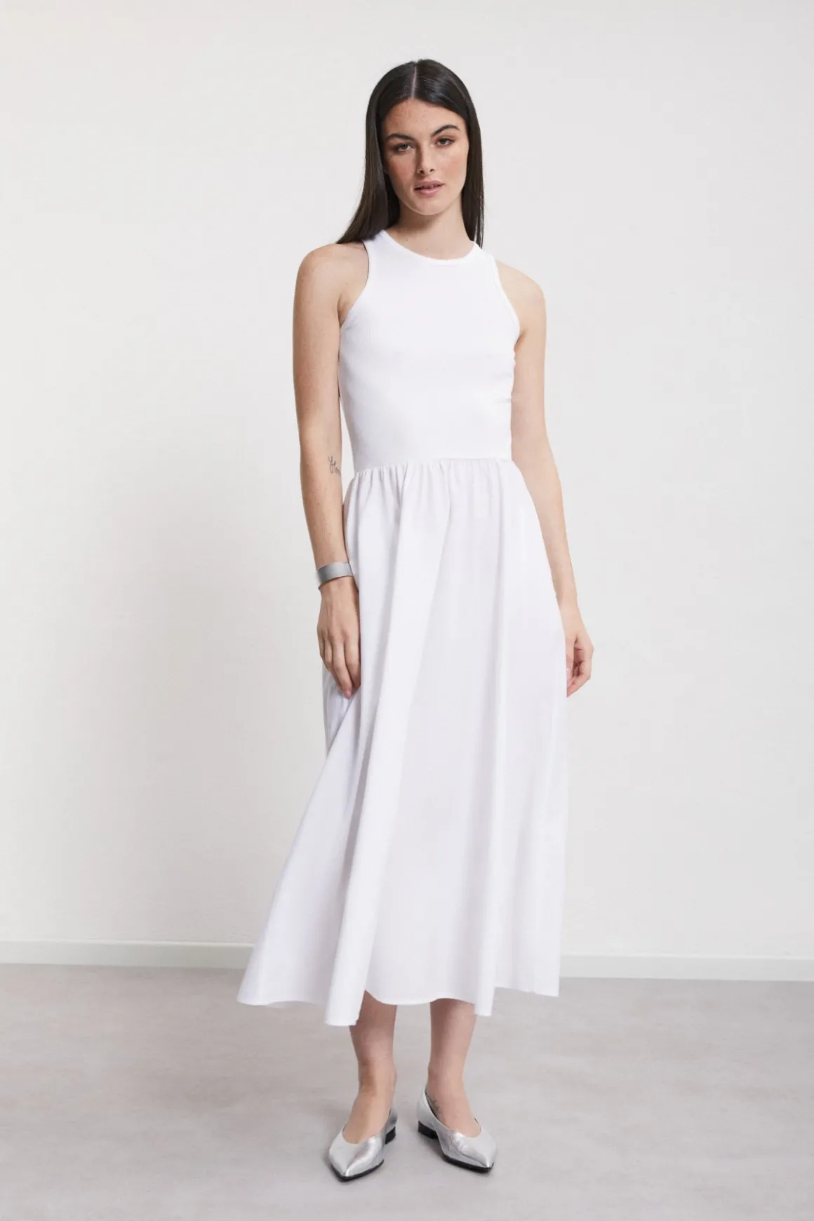 Langes Popelinekleid