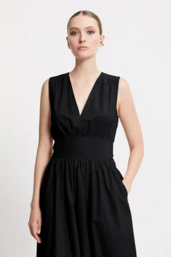 Langes Popelinekleid