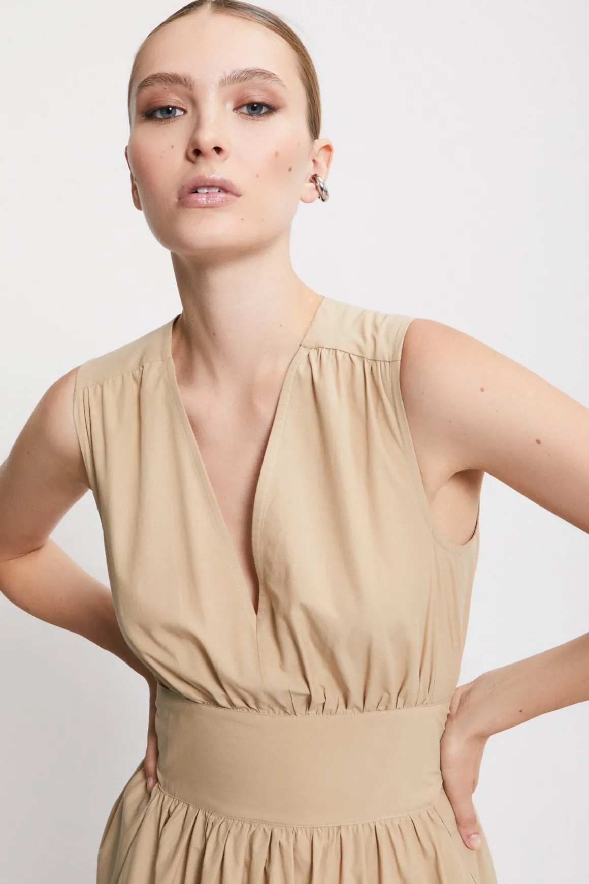 Langes Popelinekleid