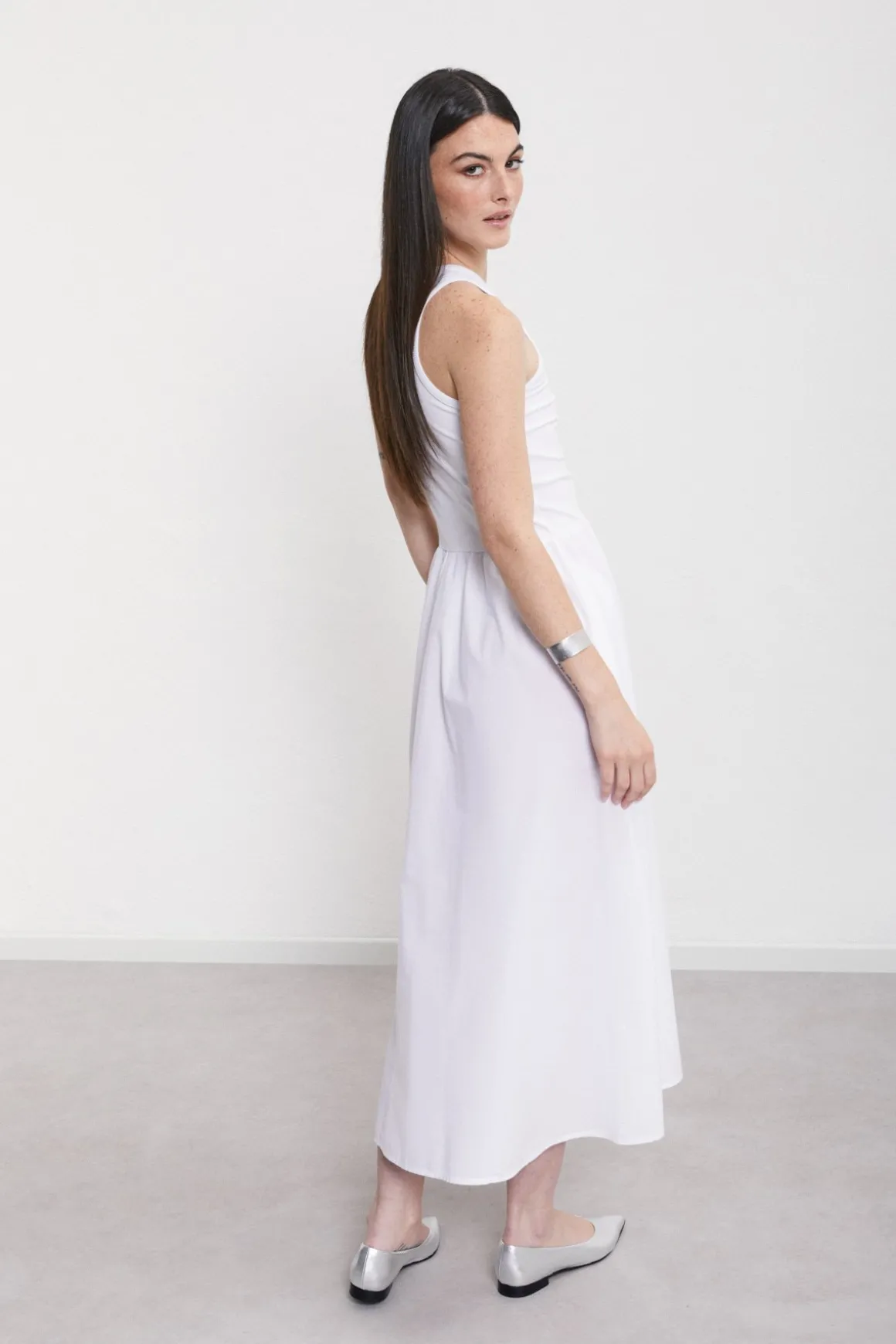 Langes Popelinekleid