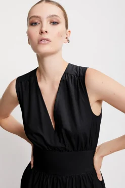Langes Popelinekleid