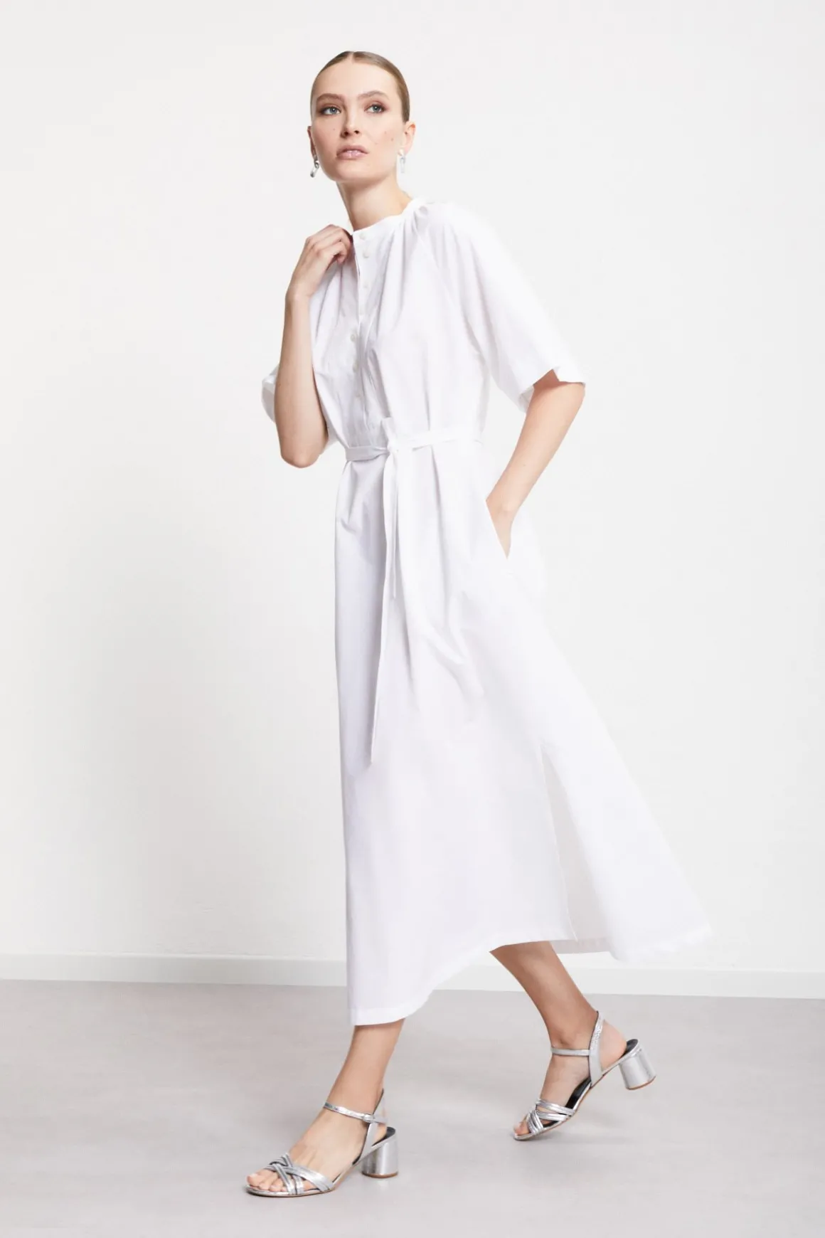 Langes Popelinekleid