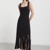 Langes Viskosekleid mit Fransen