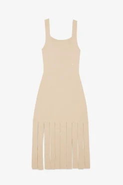 Langes Viskosekleid mit Fransen