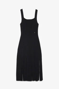 Langes Viskosekleid mit Fransen
