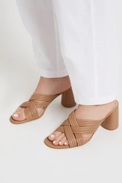 Ledersandalen mit hohem Absatz