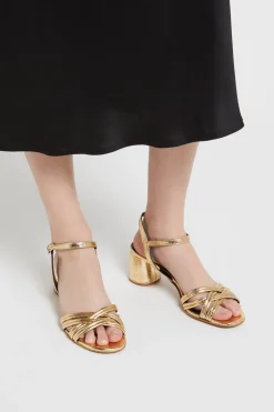 Ledersandalette mit mittelhohem Absatz