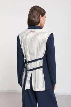 Leinenjacke aus 2 Stoffen
