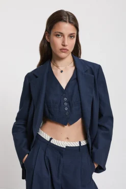 Leinenjacke aus 2 Stoffen