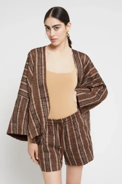 Leinenjacke im Kimono-Stil