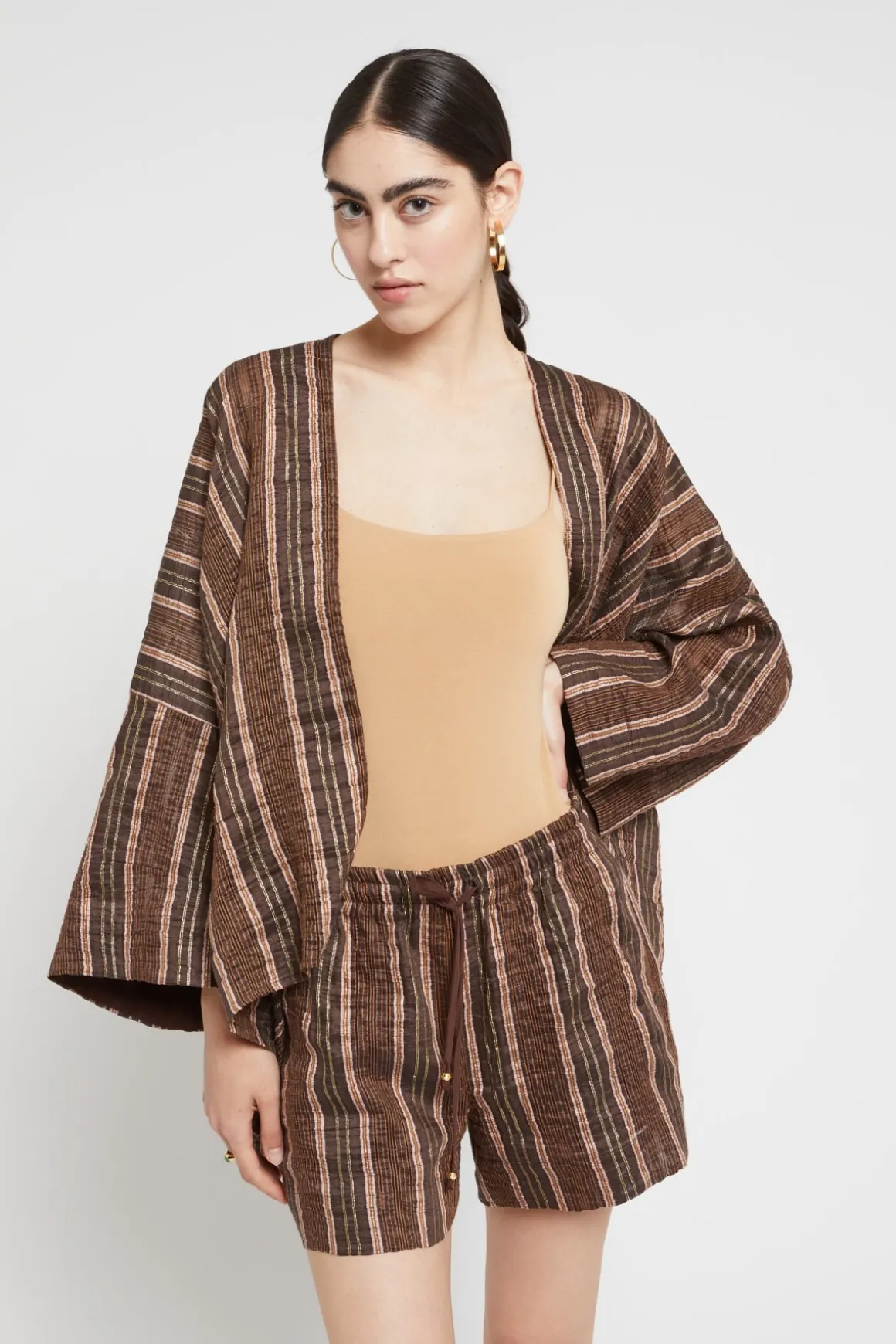 Leinenjacke im Kimono-Stil