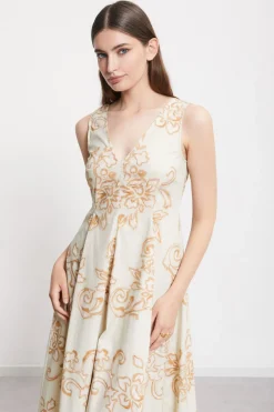 Midikleid aus bedrucktem Popeline