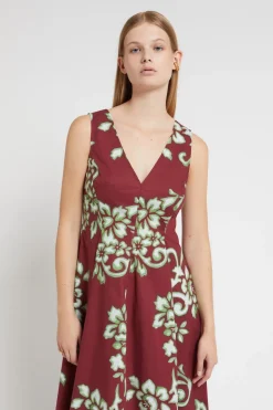 Midikleid aus bedrucktem Popeline