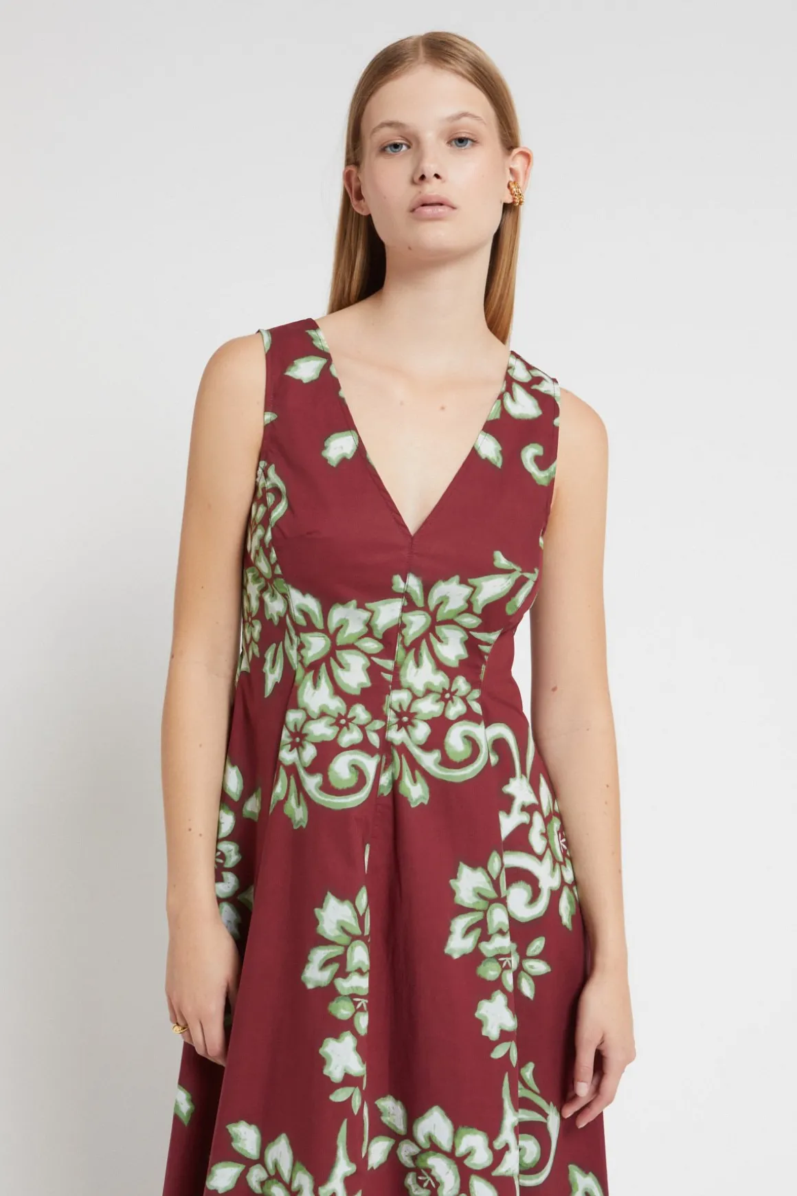 Midikleid aus bedrucktem Popeline